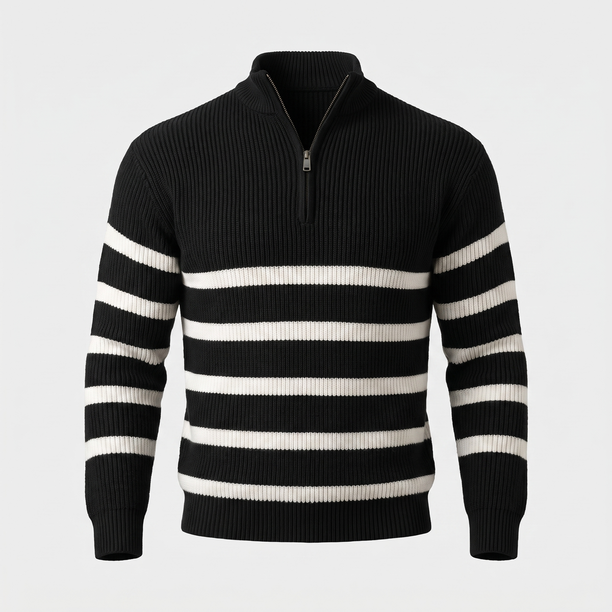 Blackwell Stripe Zip Sweater - Black