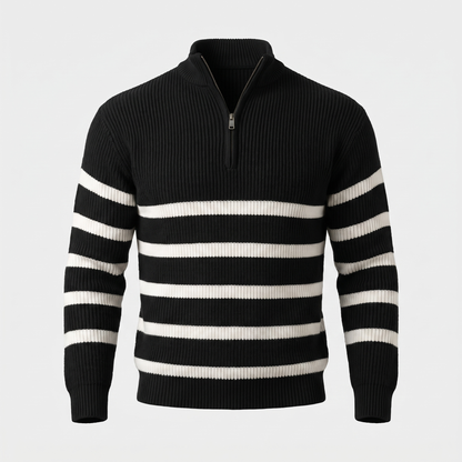 Blackwell Stripe Zip Sweater - Black