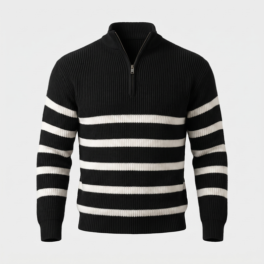 Blackwell Stripe Zip Sweater - Black
