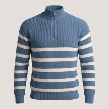 Blackwell Stripe Zip Sweater - Blue