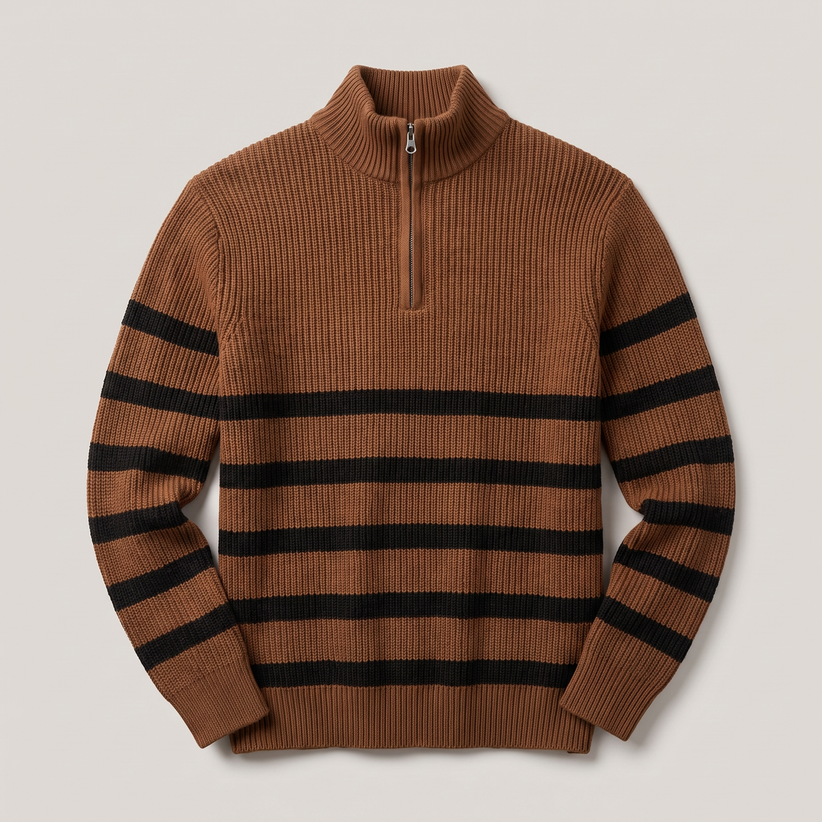 Blackwell Stripe Zip Sweater - Brown
