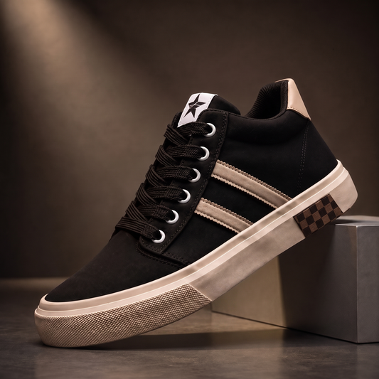 Bournefield Casual Canvas Trainers - Black / Beige