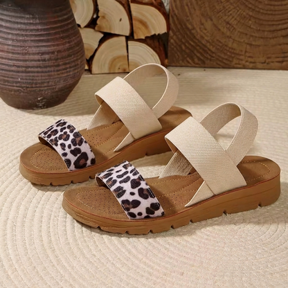 Brackenbury Wide-Fit Summer Sandals - Beige Leopard