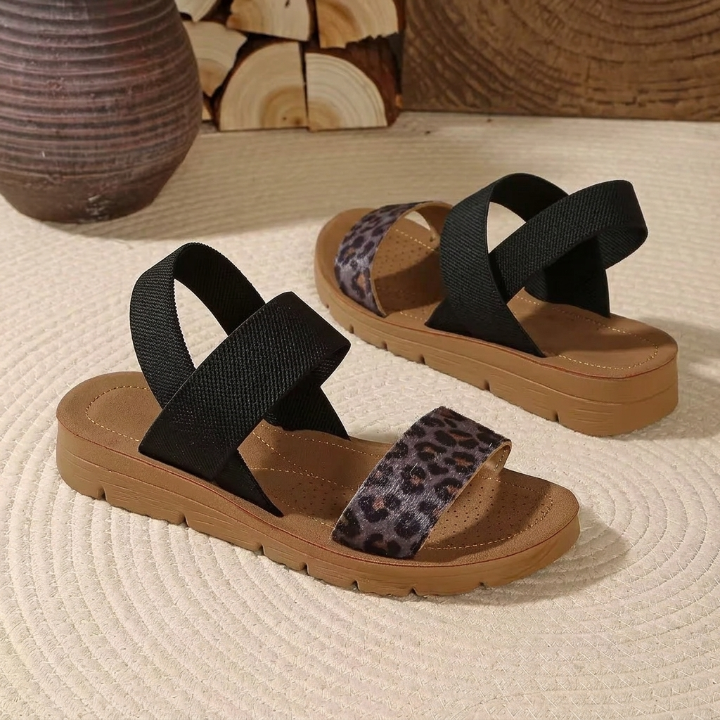 Brackenbury Wide-Fit Summer Sandals - Black Leopard