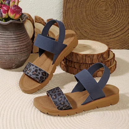 Brackenbury Wide-Fit Summer Sandals - Blue Leopard