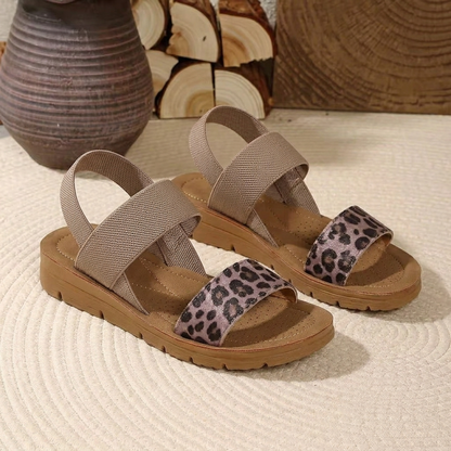 Brackenbury Wide-Fit Summer Sandals - Khaki Leopard