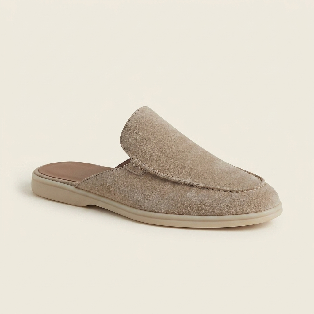 Brackenleigh Suede-Look Backless Loafers - Beige