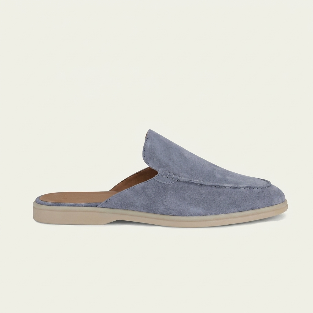 Brackenleigh Suede-Look Backless Loafers - Mist Blue