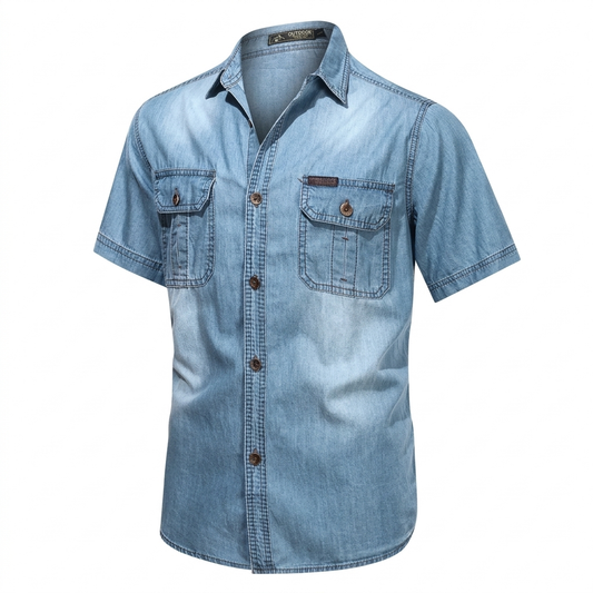 Bransley Short-Sleeve Denim Shirt - Light Blue
