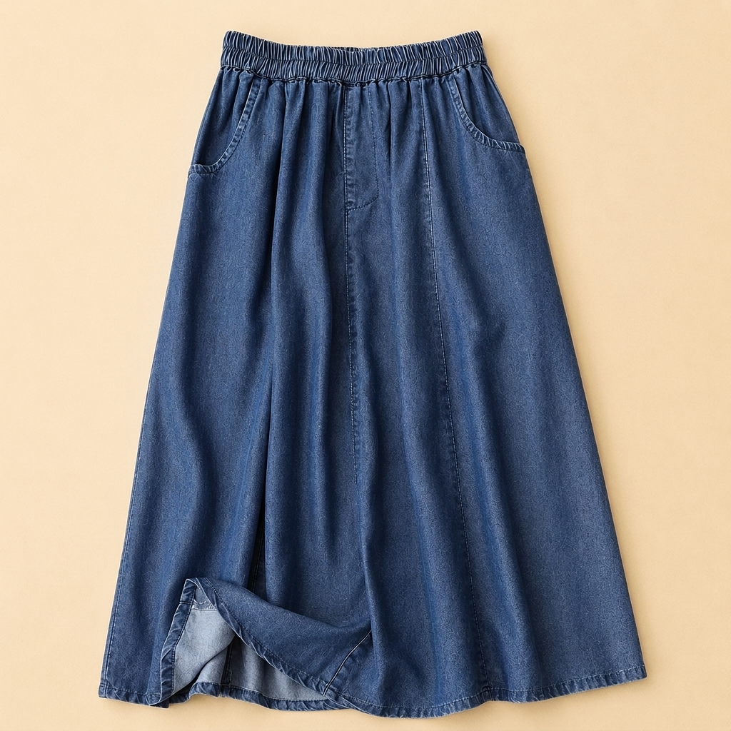 Braystone A-Line Denim Skirt - Deep Blue
