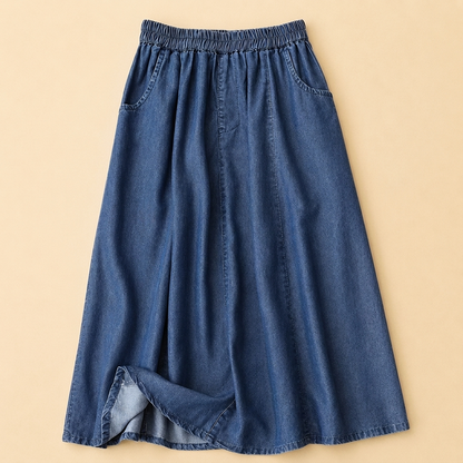 Braystone A-Line Denim Skirt - Deep Blue
