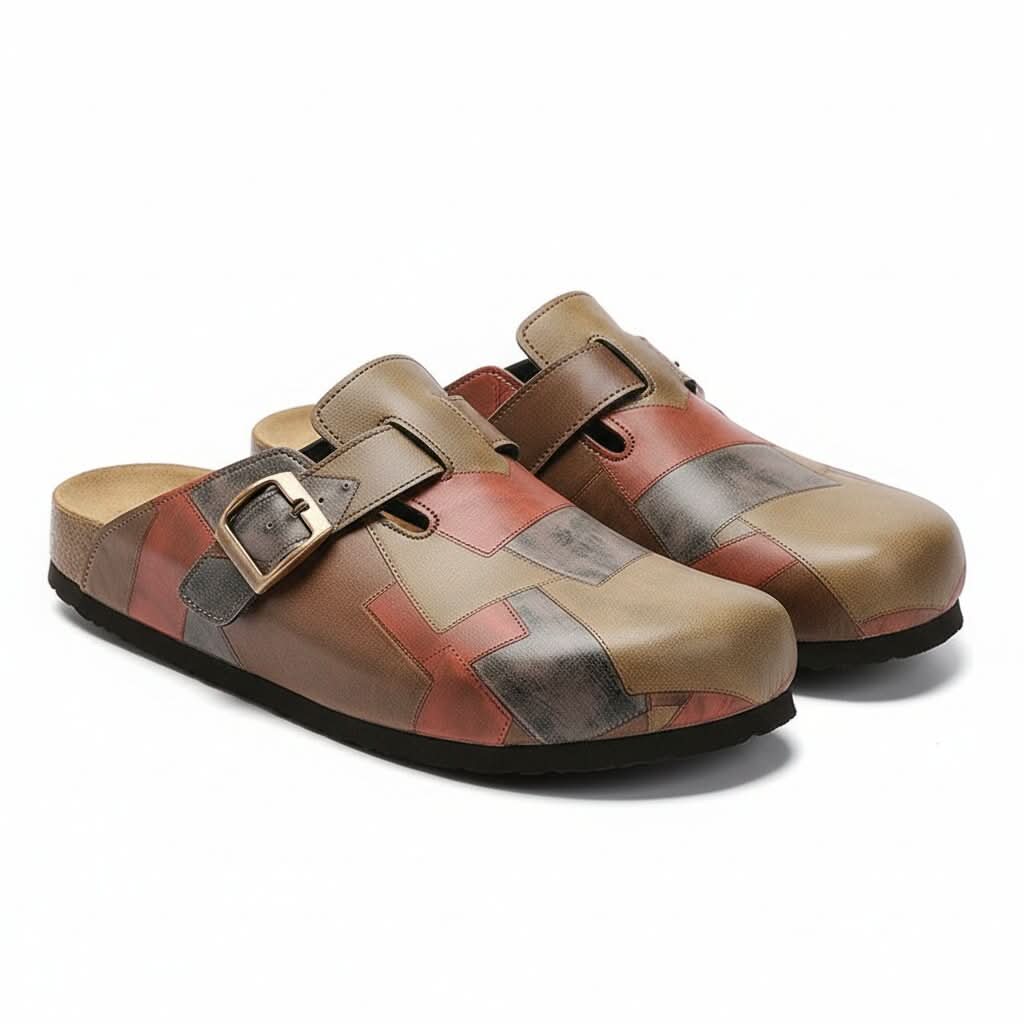 Bristol Patchwork Clogs - Brown