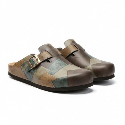 Bristol Patchwork Clogs - Khaki