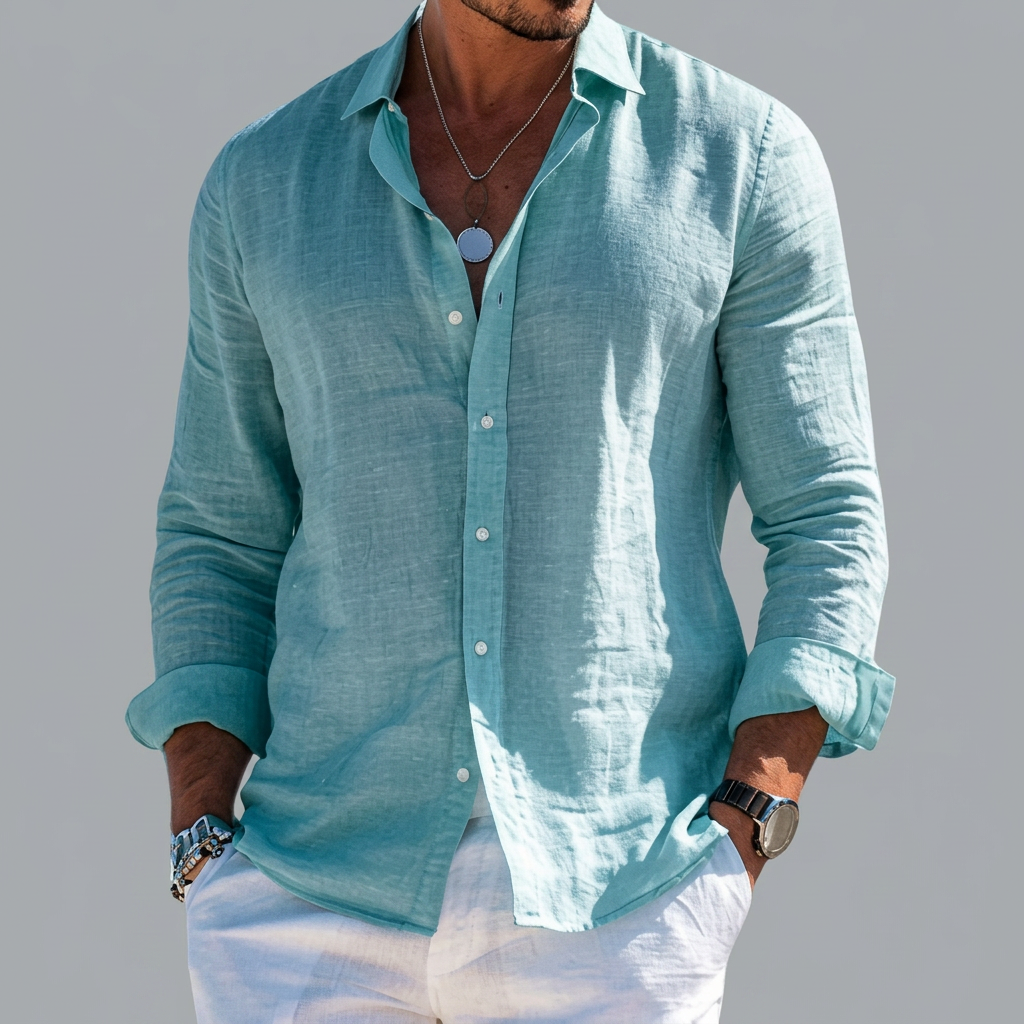 Brockham Lightweight Summer Shirt - Blue
