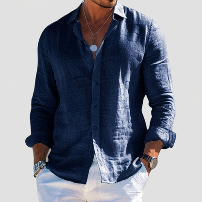 Brockham Lightweight Summer Shirt - Navy Blue