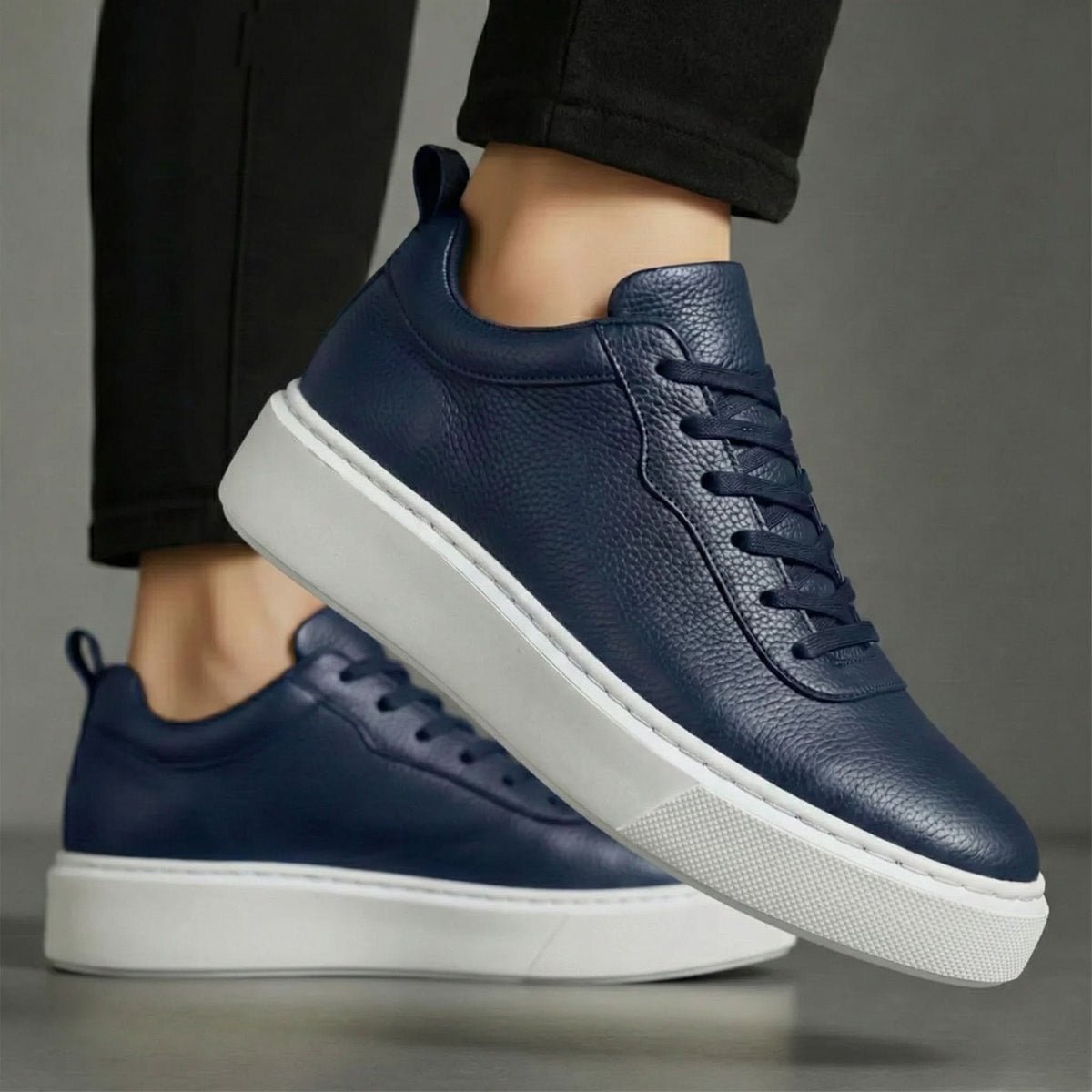 Bromley Grained Leather-Look Trainers