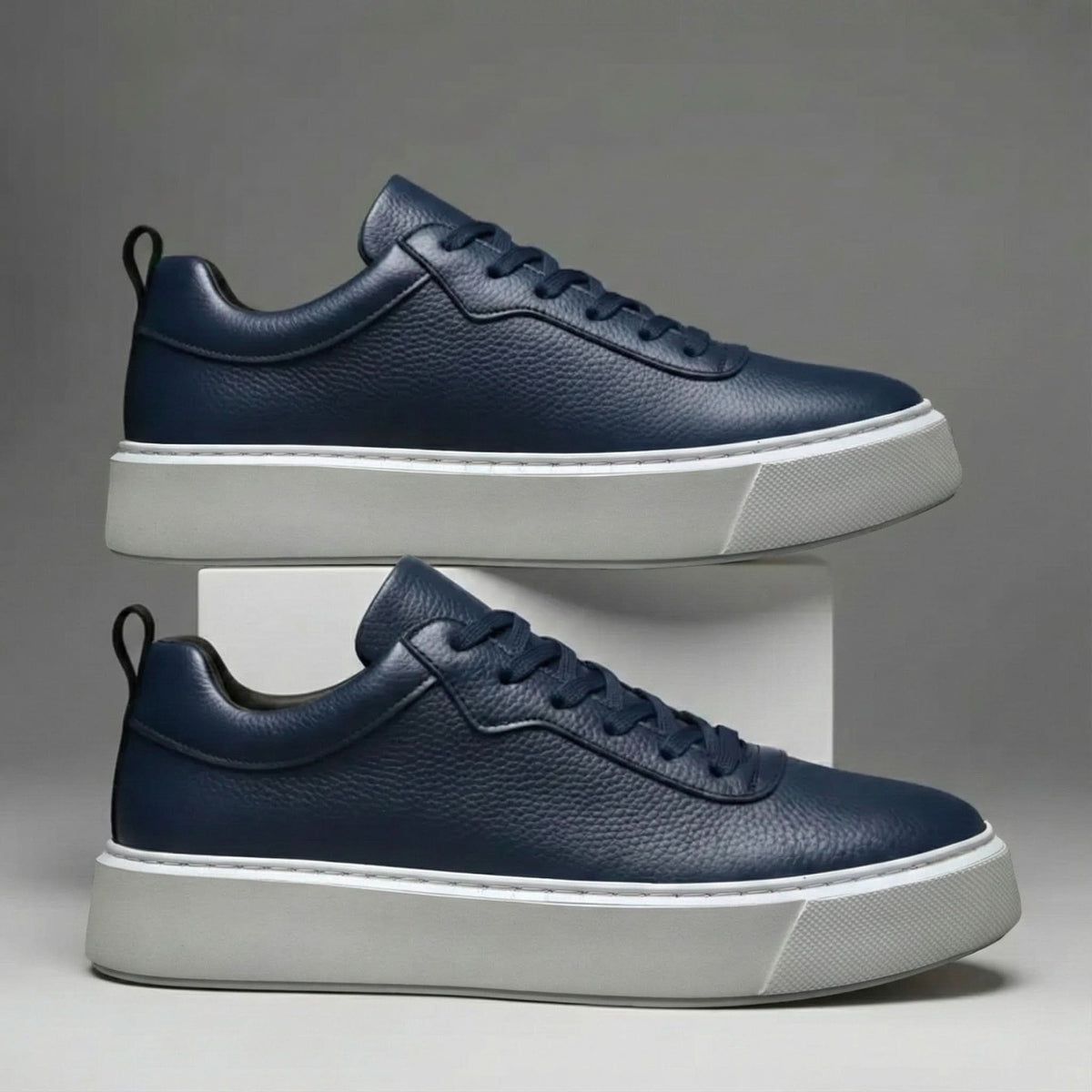 Bromley Grained Leather-Look Trainers