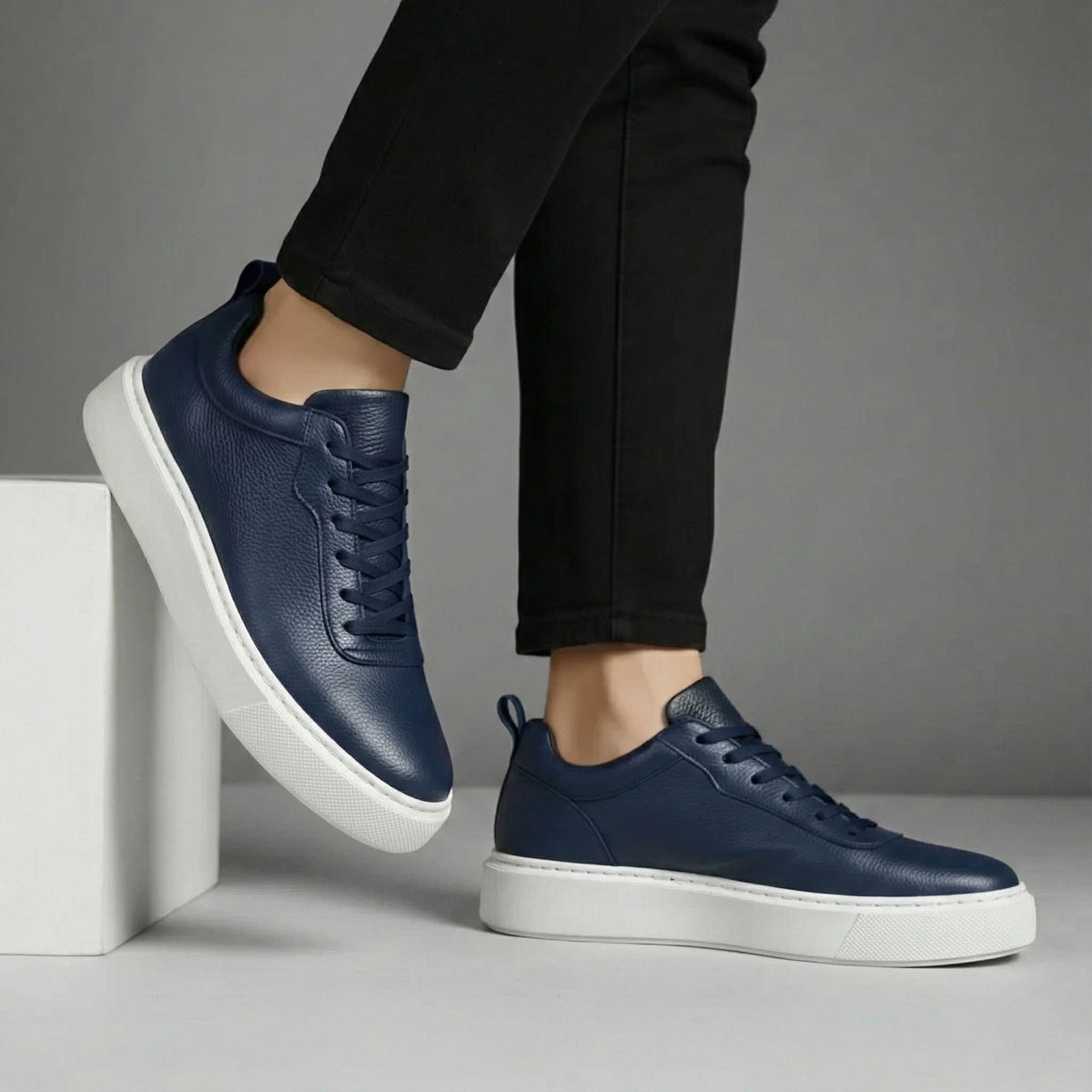 Bromley Grained Leather-Look Trainers