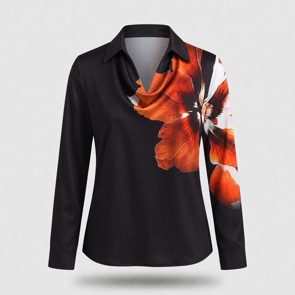 Brooklyn Elegant Blouse - Black Red