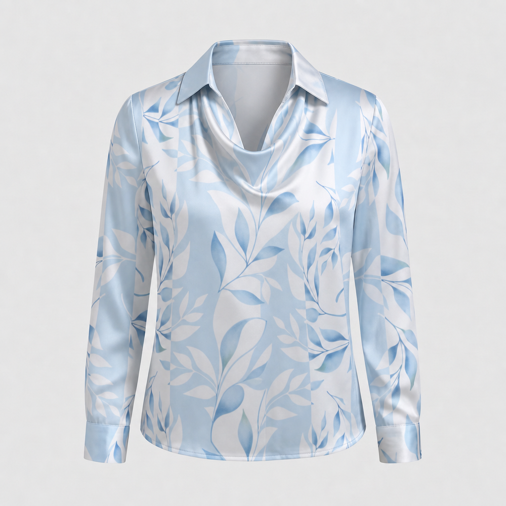 Brooklyn Elegant Blouse - Light Blue Floral