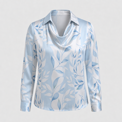 Brooklyn Elegant Blouse - Light Blue Floral