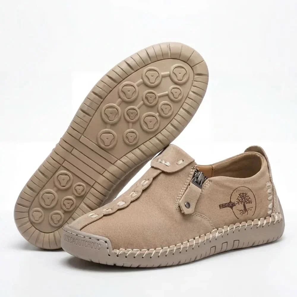 Burleigh Easy-On Zip Loafers - Khaki