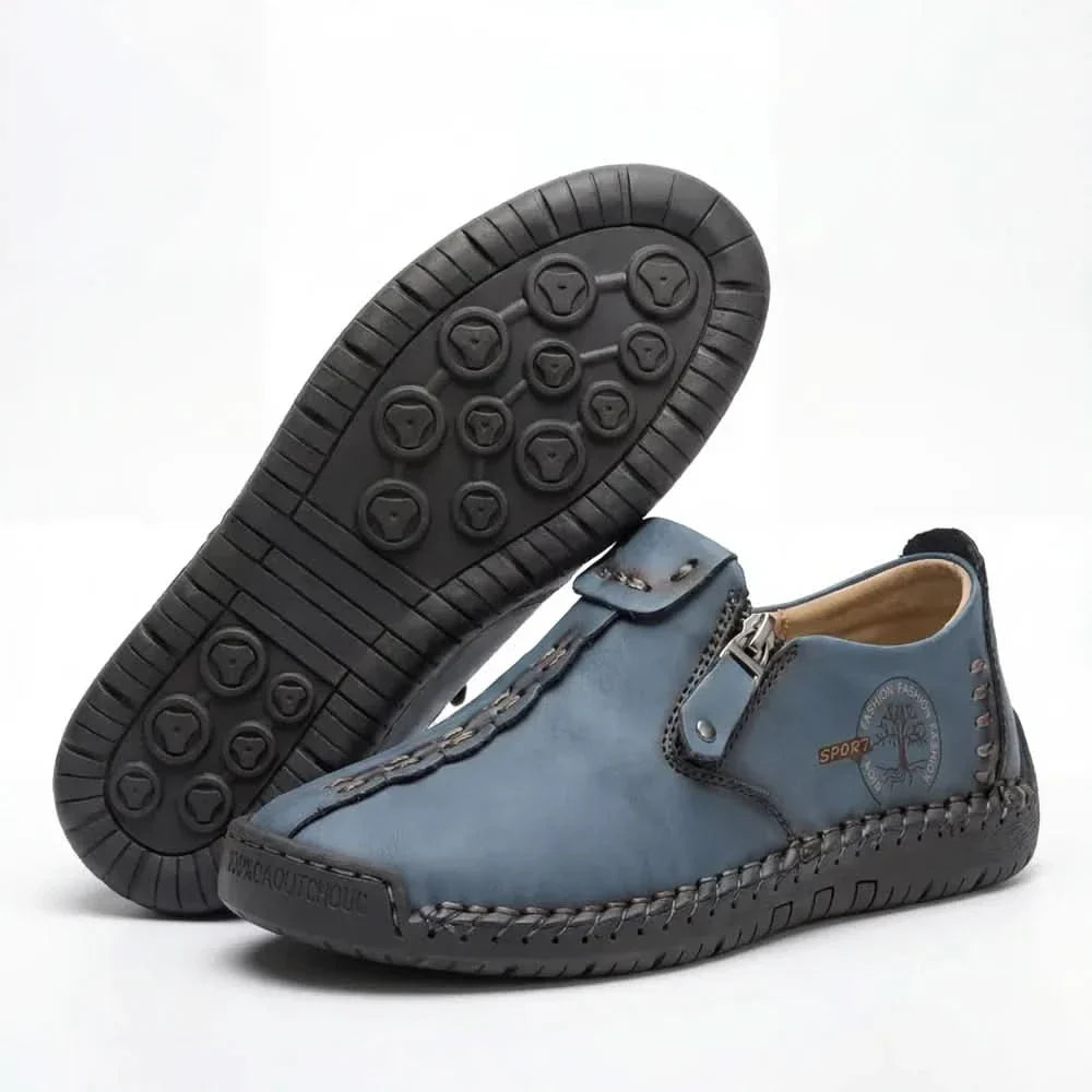 Burleigh Easy-On Zip Loafers - Navy Blue