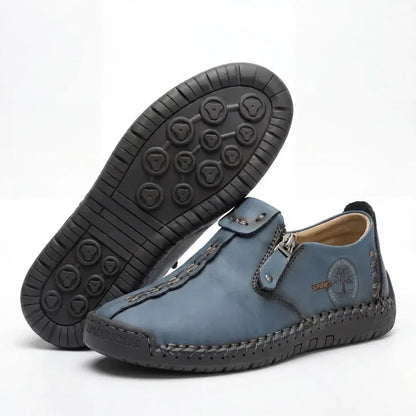 Burleigh Easy-On Zip Loafers - Navy Blue