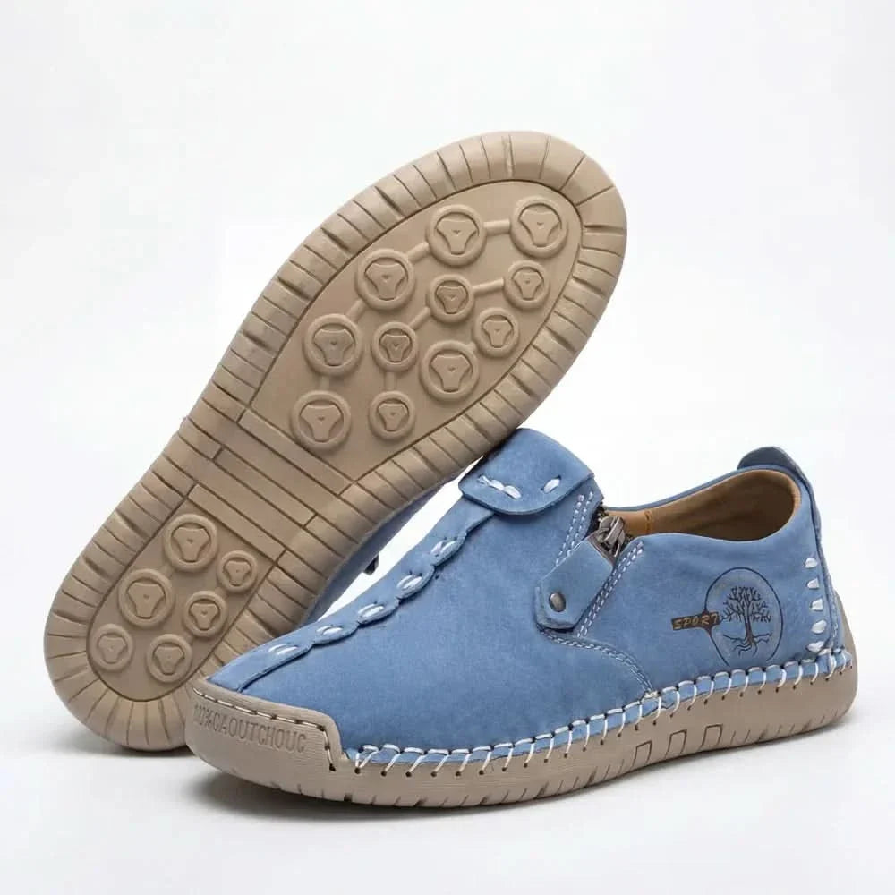 Burleigh Easy-On Zip Loafers - Sky Blue