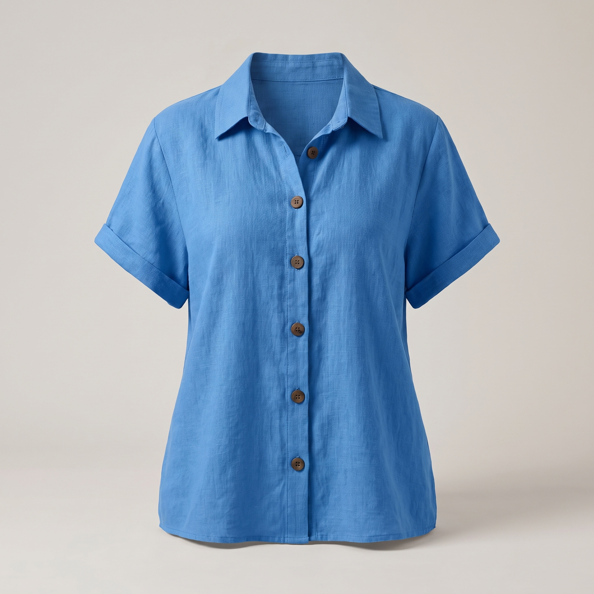 Button Front Blouse - Blue