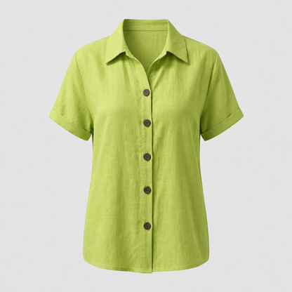 Button Front Blouse - Green