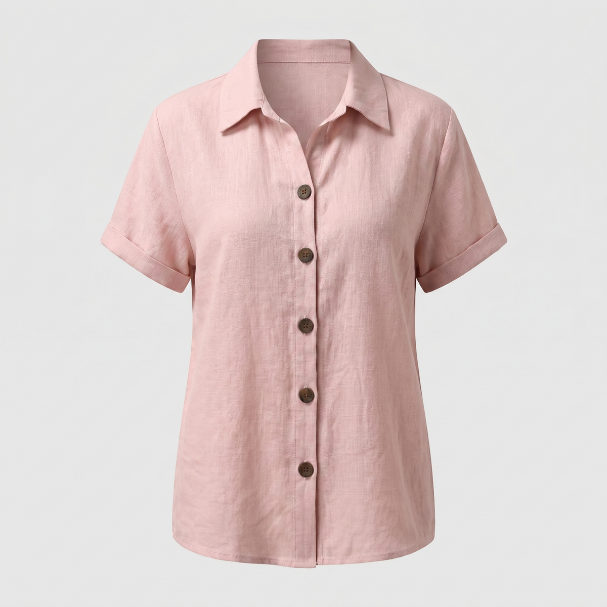 Button Front Blouse - Pink