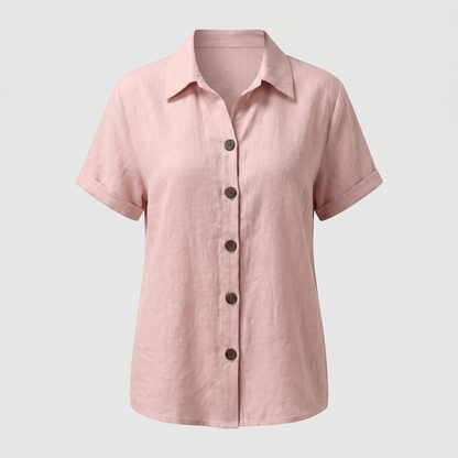 Button Front Blouse - Pink