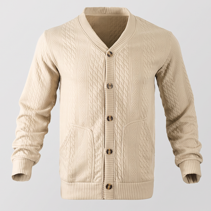 Cable Knit Button Cardigan - Khaki
