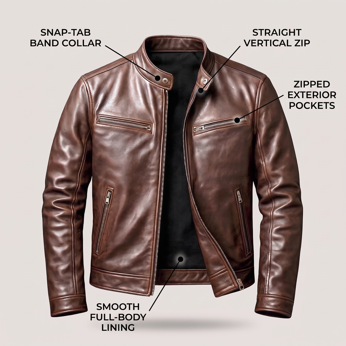 Cafe Racer Leather-Look Jacket