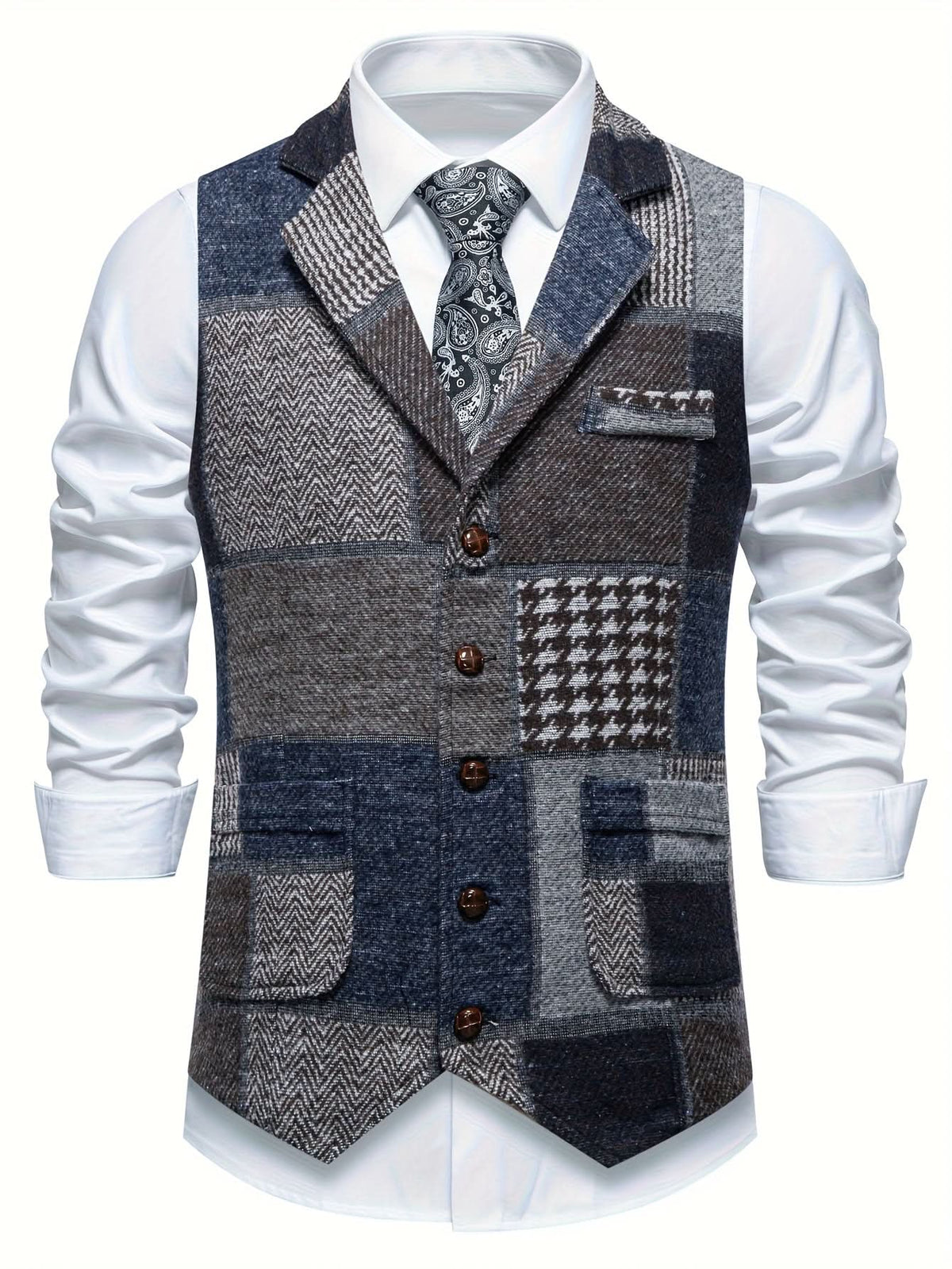 Caldwell Herringbone Vest - Blue