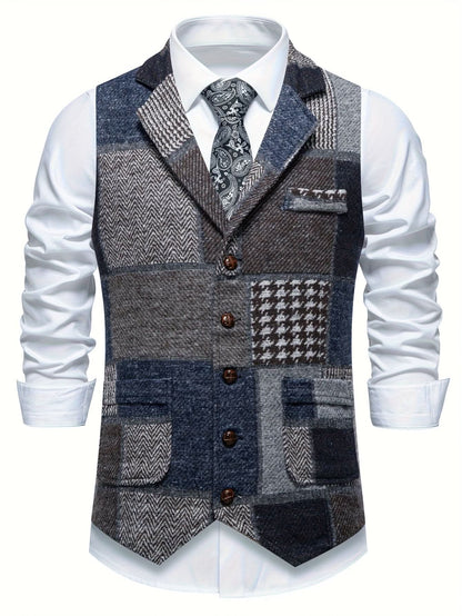 Caldwell Herringbone Vest - Blue