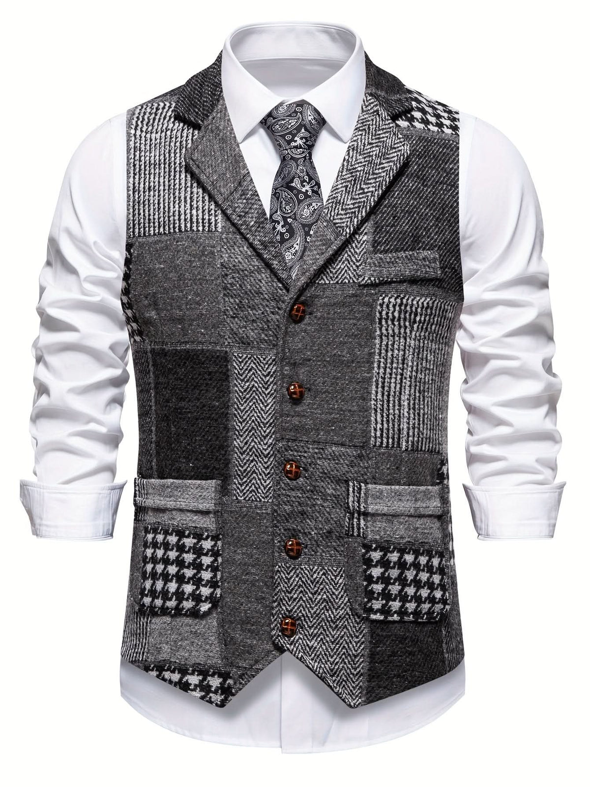 Caldwell Herringbone Vest - Grey