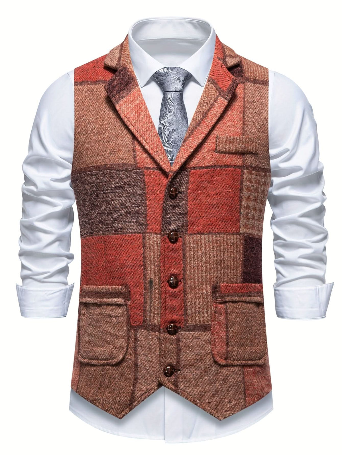 Caldwell Herringbone Vest - Orange