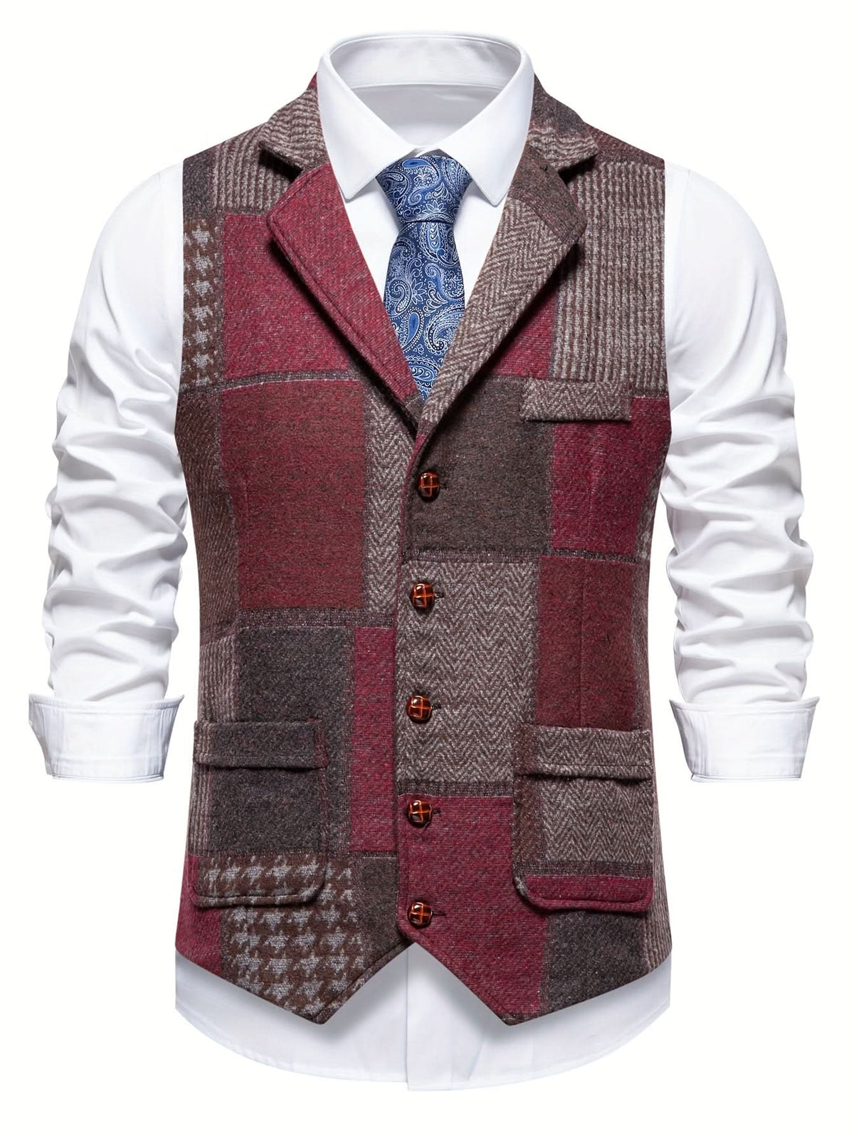 Caldwell Herringbone Vest - Red