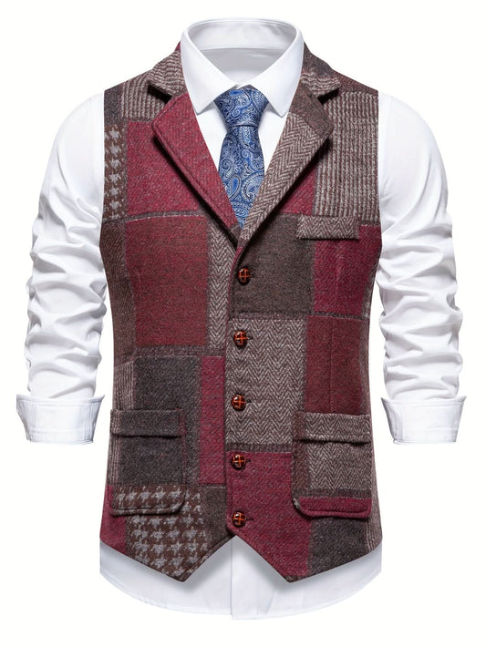 Caldwell Herringbone Vest - Red
