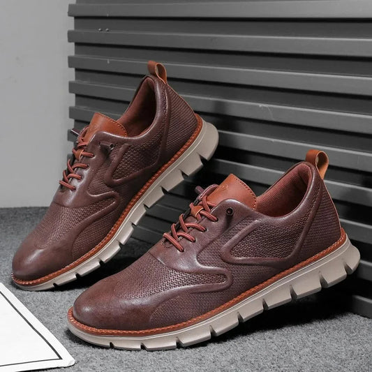 Caldwell Leather-Look Trainers - Brown