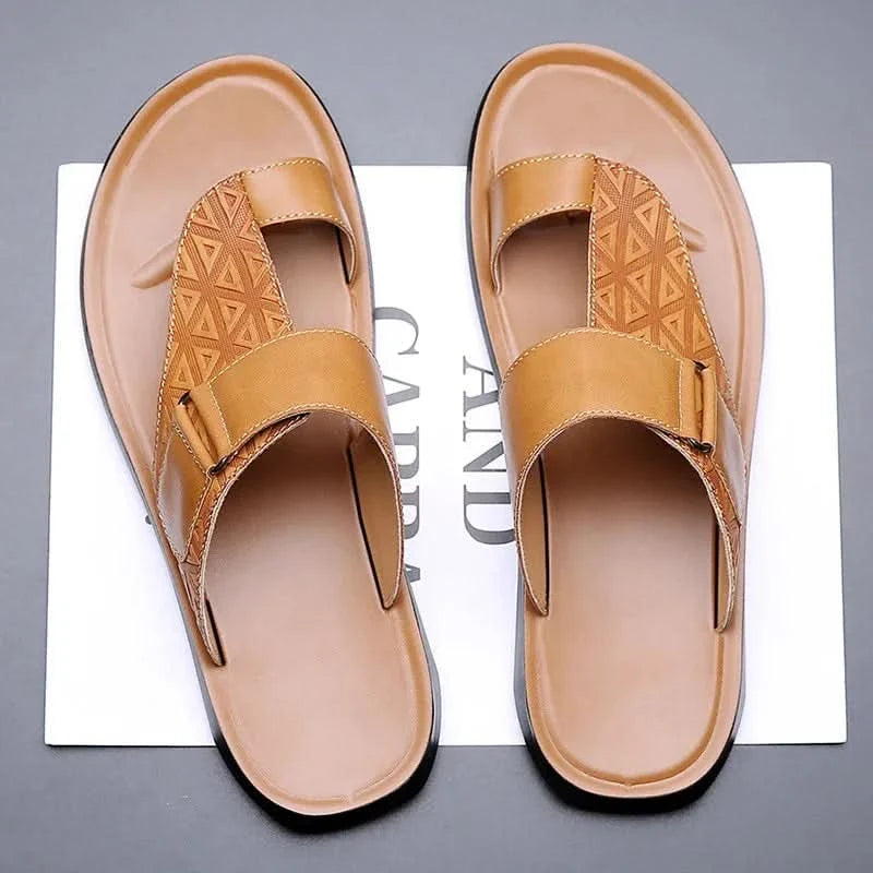 Callen Leather-Look Sandals - Brown