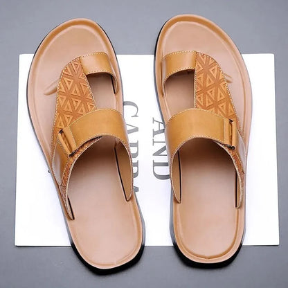Callen Leather-Look Sandals - Brown