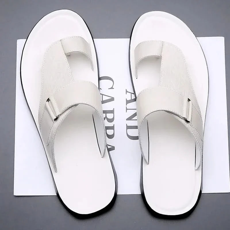 Callen Leather-Look Sandals - White