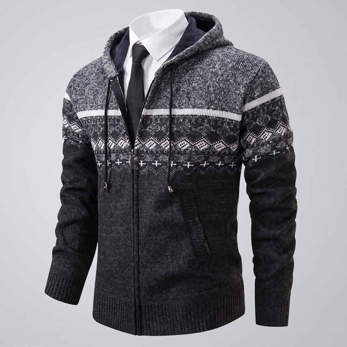 Callum Pattern Vest - Grey Black