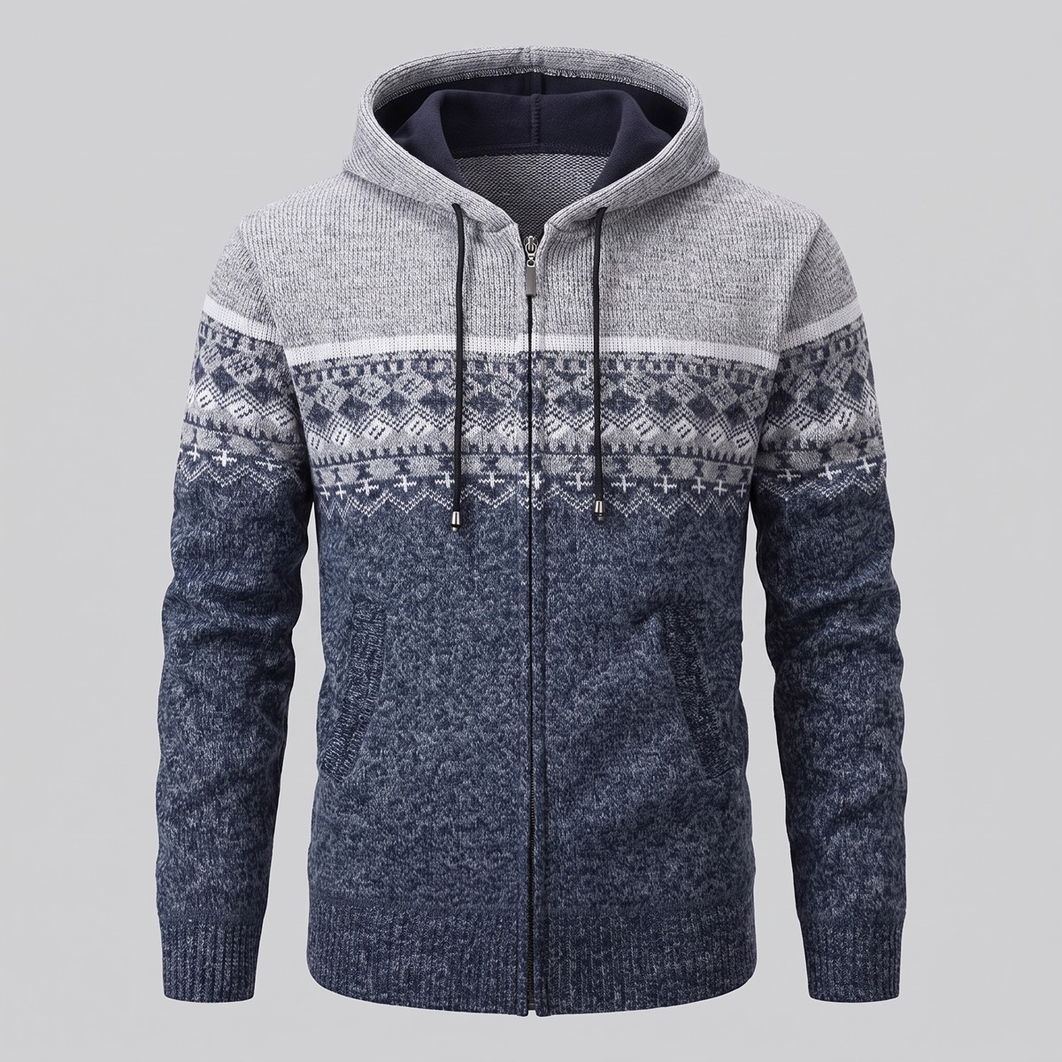 Callum Pattern Vest - Grey Blue