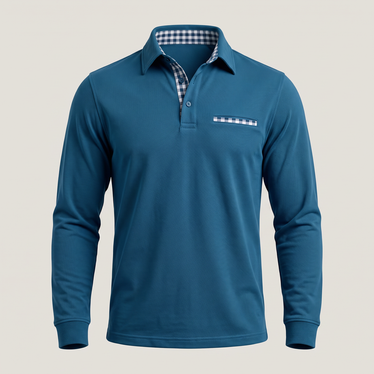 Calverton Long-Sleeve Polo - Ocean Blue