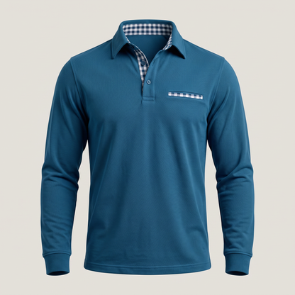 Calverton Long-Sleeve Polo - Ocean Blue