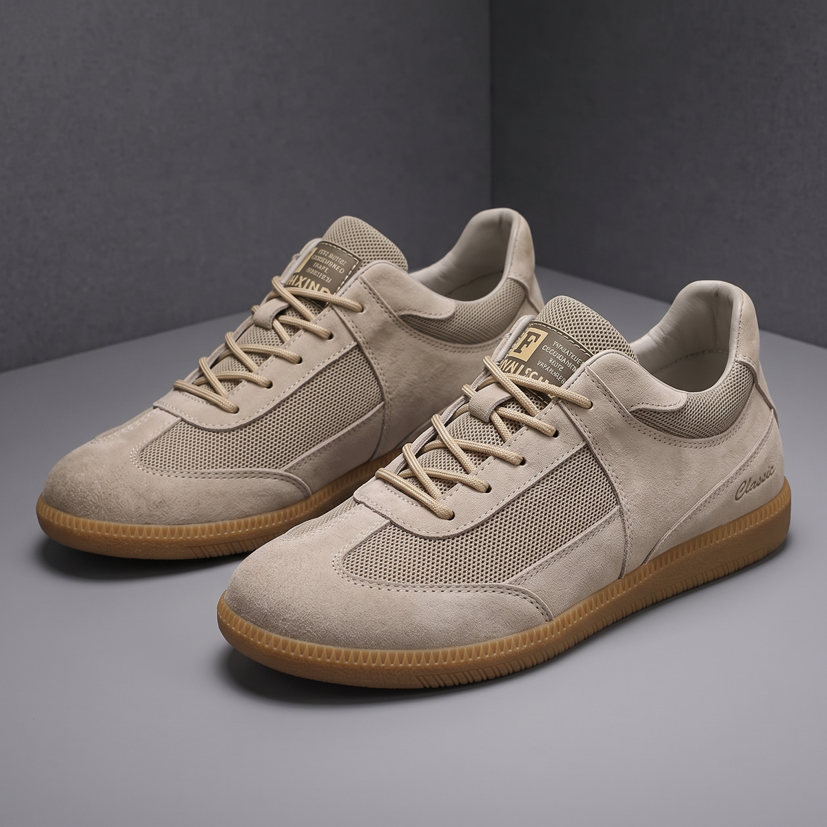 Calvino Leather-Look Sneaker - Beige